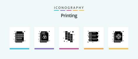 impressão glifo 5 ícone pacote Incluindo paleta. circular. cor. impressão. máquina. criativo ícones Projeto vetor