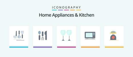 casa eletrodomésticos e cozinha plano 5 ícone pacote Incluindo . peso. elétrico. pesagem. máquina. criativo ícones Projeto vetor