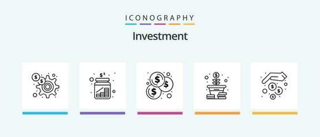 investimento linha 5 ícone pacote Incluindo investimento. preço. finança. investimento. dinheiro. criativo ícones Projeto vetor