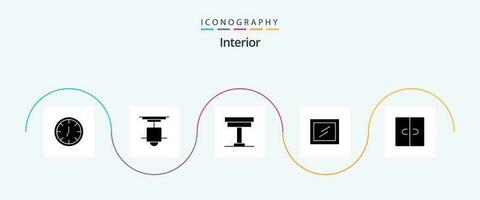 interior glifo 5 ícone pacote Incluindo mobiliário. armário. cadeira. espelho. mesa vetor