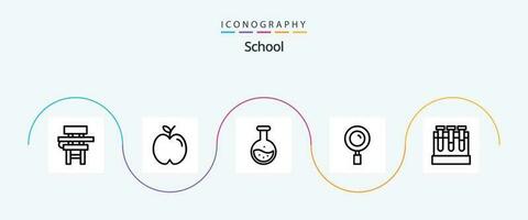 escola linha 5 ícone pacote Incluindo procurar. lupa. estudar. encontrar. teste vetor