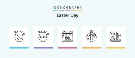 Páscoa linha 5 ícone pacote Incluindo celebração. Cuidado. ovo. Primavera. ovo. criativo ícones Projeto vetor