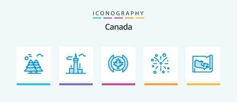 Canadá azul 5 ícone pacote Incluindo mundo. fogo. torre. fogo trabalhar. árvore. criativo ícones Projeto vetor