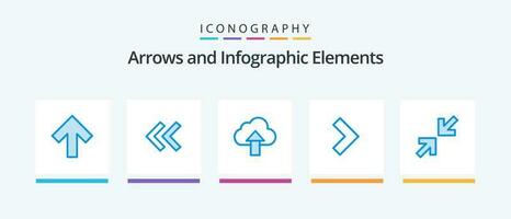 seta azul 5 ícone pacote Incluindo . ampliação. acima. seta. próximo. criativo ícones Projeto vetor