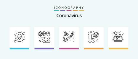 coronavírus linha 5 ícone pacote Incluindo corona. pneumonia. hospital. pulmão. bronquite. criativo ícones Projeto vetor