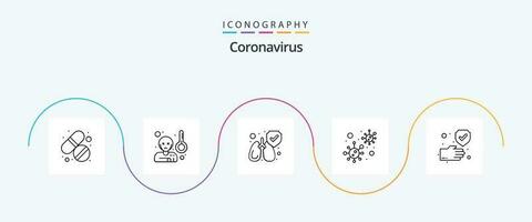 coronavírus linha 5 ícone pacote Incluindo proteção. limpar. proteger. cobiçado infecção. bactérias vetor