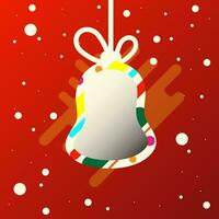alegre Natal cumprimento cartão, Natal Sino com fita, arco e neve bandeira vetor ilustração
