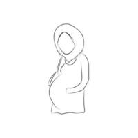 ilustração e linha arte do grávida mulheres vetor