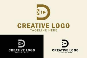 Entrega logotipo. d carta inicial com seta. criativo logotipo profissional. simples vetor Projeto editável