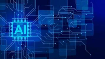 eletrônico o circuito borda do cérebro trabalhando do artificial inteligência ai com microchip símbolo. abstrato moderno futurista tecnologia e Ciência fundo. vetor ilustração.