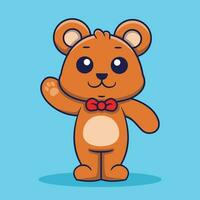 fofa Urso acenando mascote logotipo vetor ilustração