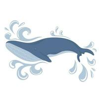 azul baleia natação dentro água. marinho morador vetor