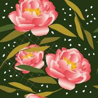Rosa peônias. lindo flores botânico desatado padronizar com verde fundo para moderno têxtil. vetor. vetor