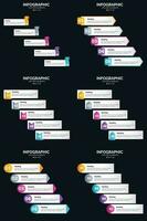 modelo de slide de apresentação de pacote de infográficos vetor 6 diagramas de ciclo de 5 etapas e linhas do tempo