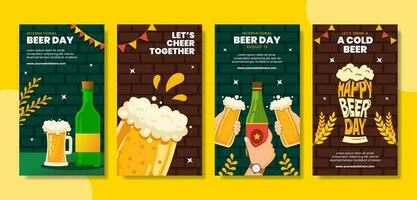 internacional Cerveja dia social meios de comunicação histórias desenho animado mão desenhado modelos fundo ilustração vetor