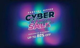 cyber Segunda-feira colorida néon estilo super venda rede bandeira. cyber Segunda-feira venda especial oferta social meios de comunicação postar Projeto. negócios, promoção, e publicidade vetor modelo. sazonal ofertas mega grande venda