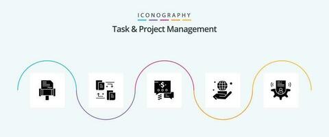 tarefa e projeto gestão glifo 5 ícone pacote Incluindo . o negócio . mundo . vetor