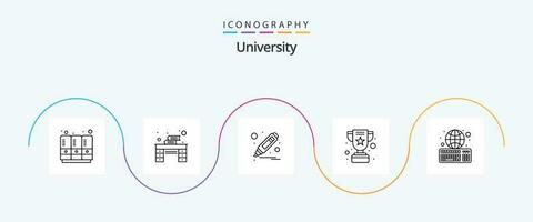 universidade linha 5 ícone pacote Incluindo conectados atribuição. marcador. troféu. realização vetor