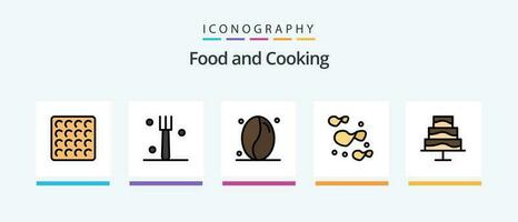 Comida linha preenchidas 5 ícone pacote Incluindo . waffle. Comida. caixa. criativo ícones Projeto vetor