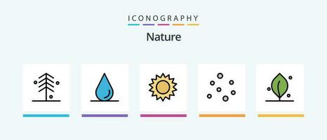 natureza linha preenchidas 5 ícone pacote Incluindo . folha. natureza. criativo ícones Projeto vetor