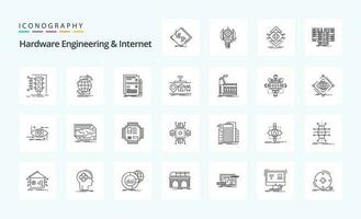 25 hardware Engenharia e Internet linha ícone pacote vetor