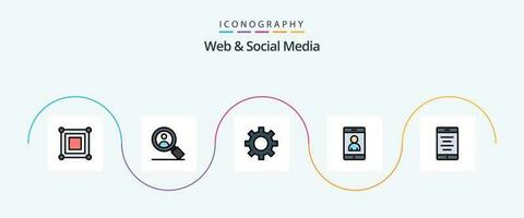 rede e social meios de comunicação linha preenchidas plano 5 ícone pacote Incluindo . célula. engrenagem. texto. do utilizador vetor