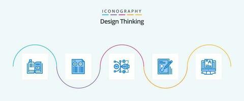 Projeto pensando azul 5 ícone pacote Incluindo Projeto. lápis. menos. editar. digital vetor