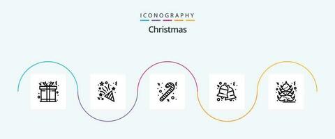 Natal linha 5 ícone pacote Incluindo . natal. Natal. árvore. tinir vetor