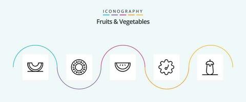 frutas e legumes linha 5 ícone pacote Incluindo . Comida. fatiar. beringela. brinjal vetor