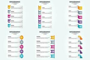 conjunto de design plano de infográficos de ilustração vetorial para folheto publicitário e revista vetor