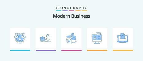 moderno o negócio azul 5 ícone pacote Incluindo produtos liberar. negócios. negócios. caixa. pessoal. criativo ícones Projeto vetor