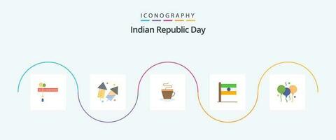 indiano república dia plano 5 ícone pacote Incluindo dia. bandeira. fogos de artifício. indiano. café vetor