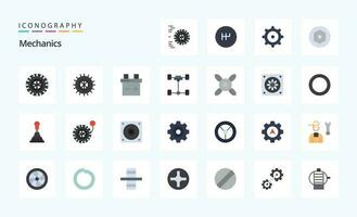 Pacote de ícones de cores planas de 25 mecânicas vetor