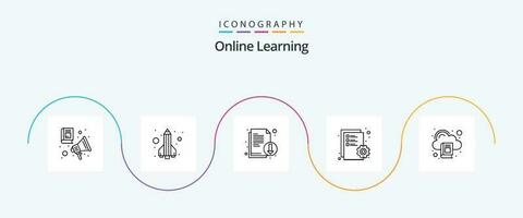 conectados Aprendendo linha 5 ícone pacote Incluindo nuvem. edição. foguete. editar. literatura vetor