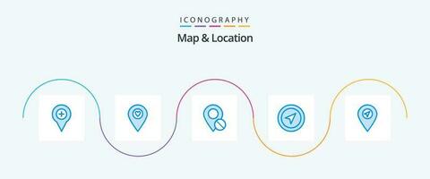 mapa e localização azul 5 ícone pacote Incluindo alfinete. mapa. ponteiro. localização. PIN vetor