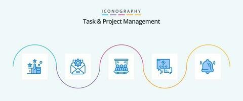 tarefa e projeto gestão azul 5 ícone pacote Incluindo . notificação. tecnologia. comunicação. dólar vetor