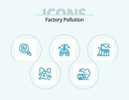 fábrica poluição azul ícone pacote 5 ícone Projeto. poluição. órgão. procurar. pulmão. Câncer vetor