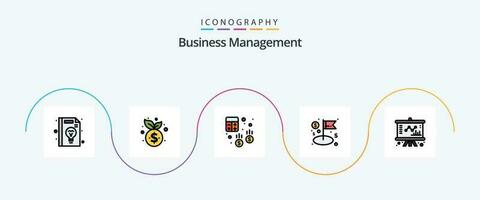 o negócio gestão linha preenchidas plano 5 ícone pacote Incluindo negócios. negócios. conta. bandeira. finança vetor
