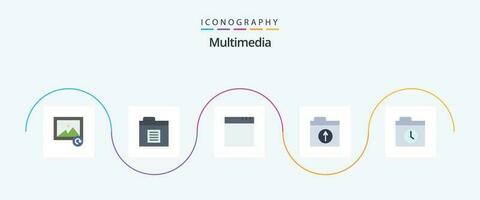 multimídia plano 5 ícone pacote Incluindo . arquivos. pasta vetor