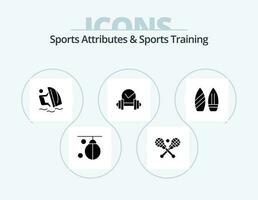 Esportes atributos e Esportes Treinamento glifo ícone pacote 5 ícone Projeto. esporte. assistência médica. Gravetos. haltere. vento vetor