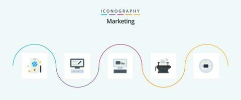 marketing plano 5 ícone pacote Incluindo correspondência. finança. marketing. negócios. impressão vetor