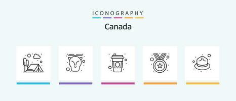 Canadá linha 5 ícone pacote Incluindo bandeira. cúpula. balões. cidade. prédio. criativo ícones Projeto vetor