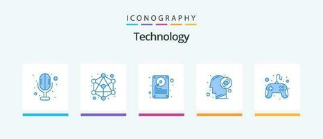 tecnologia azul 5 ícone pacote Incluindo almofada. controlador. hardware. ao controle almofada. pensamento. criativo ícones Projeto vetor