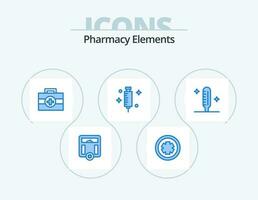 farmacia elementos azul ícone pacote 5 ícone Projeto. médico. frio. hospital. seringa. hospital vetor