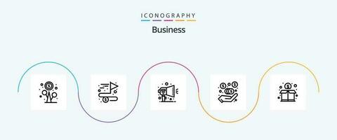 o negócio linha 5 ícone pacote Incluindo financiamento. multidão. anúncio. marketing tarifas. comissão vetor