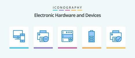 dispositivos azul 5 ícone pacote Incluindo metade. eletricidade. hardware. elétrico. servidor. criativo ícones Projeto vetor