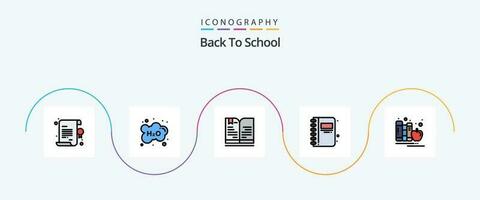 costas para escola linha preenchidas plano 5 ícone pacote Incluindo costas para escola. Educação. estudar. marca páginas. Nota vetor