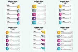 conjunto de design plano de infográficos de ilustração vetorial para folheto publicitário e revista vetor