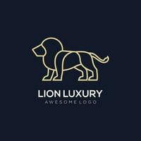 luxo leão linha logotipo ilustração ouro cor para a companhia vetor