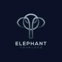 vetor logotipo ilustração elefante prata linha arte estilo